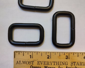 5 (Five) Black Metal Rectangular 1/4" Wire Loops / Square Buckles ID 1.5" x .75"