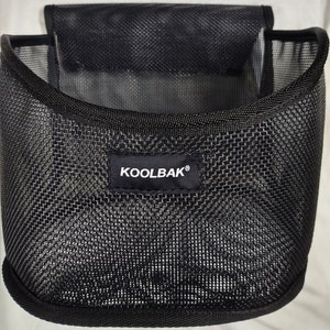 May include: Black mesh bike basket with a black label that says "KOOLBAK®".
