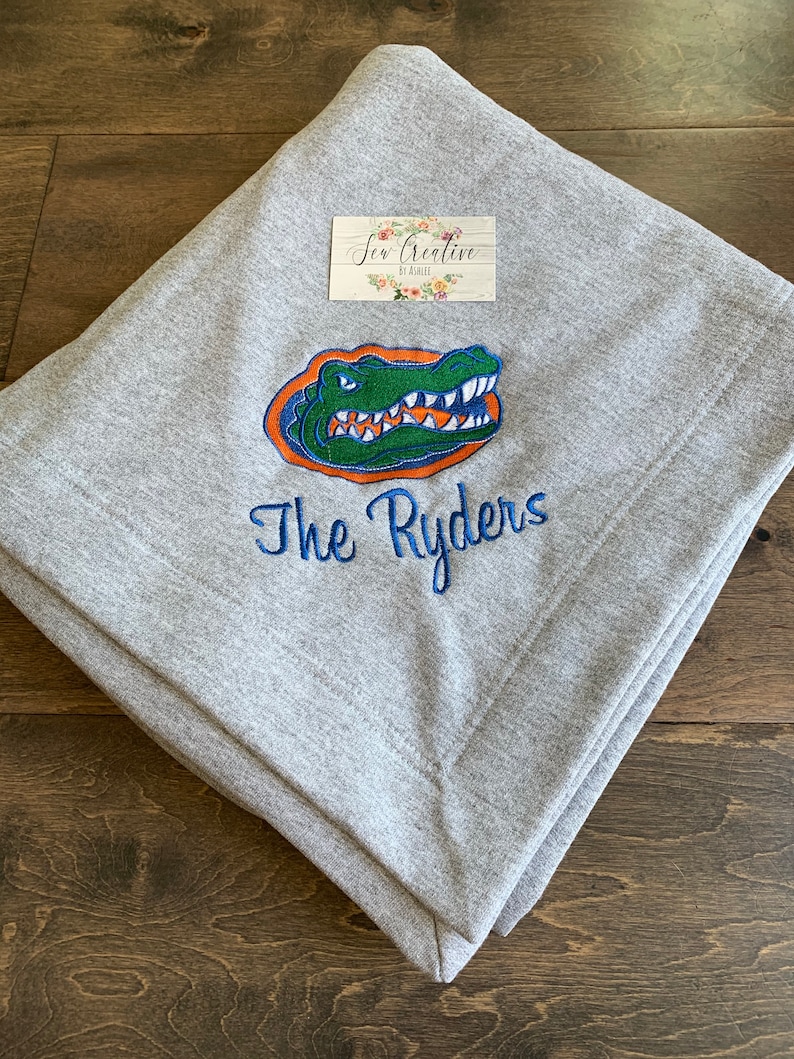 Stadium Blanket, embroidered blanket, sweatshirt blanket, college team blanket, monogram blanket image 1