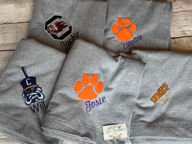 Stadium Blanket, embroidered blanket, sweatshirt blanket, college team blanket, monogram blanket image 5
