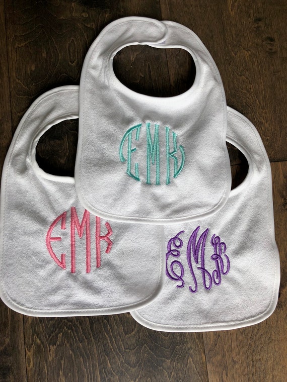 Monogrammed baby bibs deals