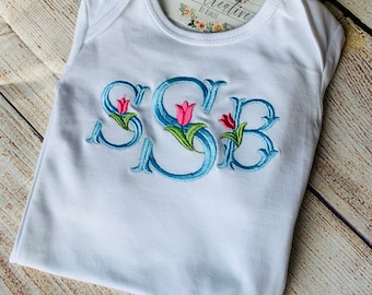 Monogram Baby Gown, Baby Gown, Monogram Gown, Coming home outfit