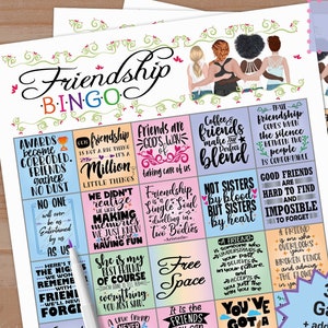 Friendship Bingo game | Friends celebration party shower | International day National month inspirational self love fun activity women girls