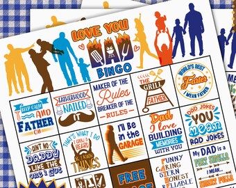 Love You Dad bingo game | celebrate Father Dad papa groups funny activities idea - family friend co-workers Church Online Virtual Happy Hour