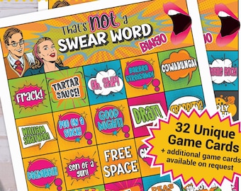 NOT a Swear Word bingo printable game | Bachelor Bachelorette party Bridal shower celebration activity | Funny grown up unique bar pub trips