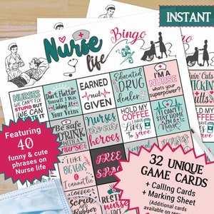 Nurse Appreciation week bingo printable game | National Nurses Day celebration activity | Hospital Clinics staff patients online Thank You