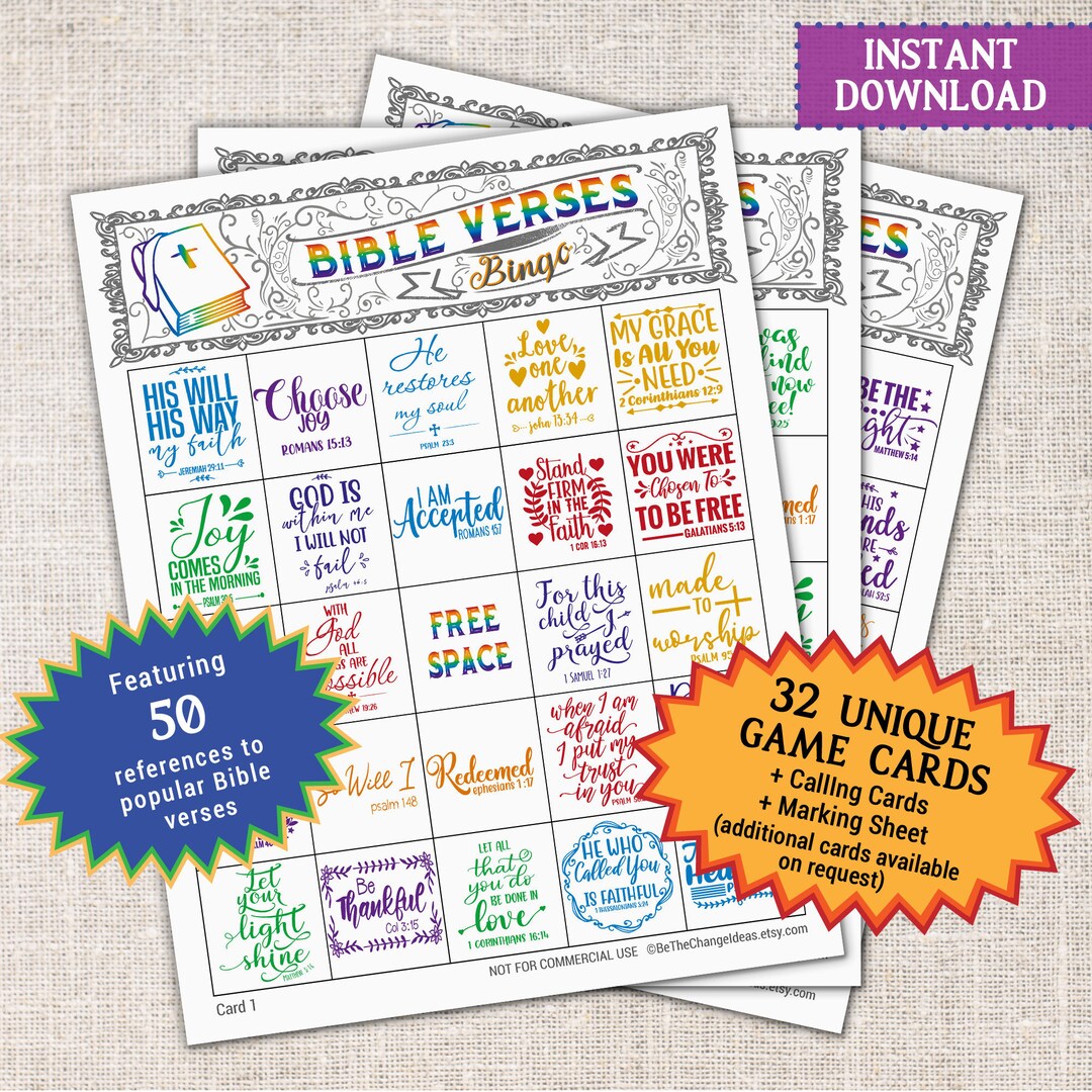 Bible Verses Bingo Printable Christmas Party Game | Celebrate Fun ...