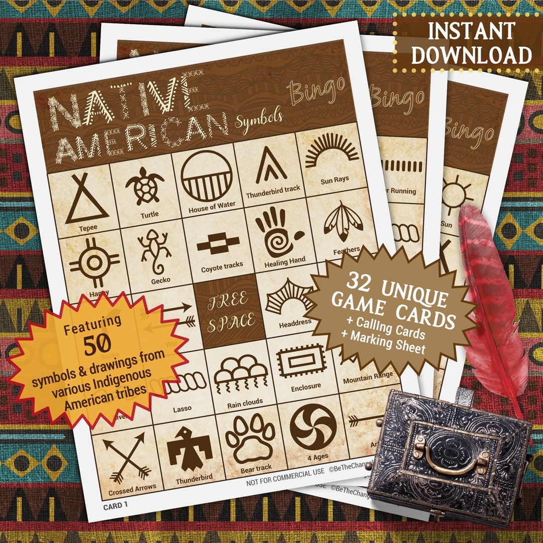 Native American Indian Bingo Game Celebration Fun Activity November