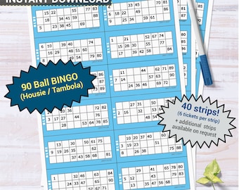 90 Ball Bingo Tambola UK Housie printable Party Game | Quarantine activity - family friend office coworker Church Conference Call Online fun