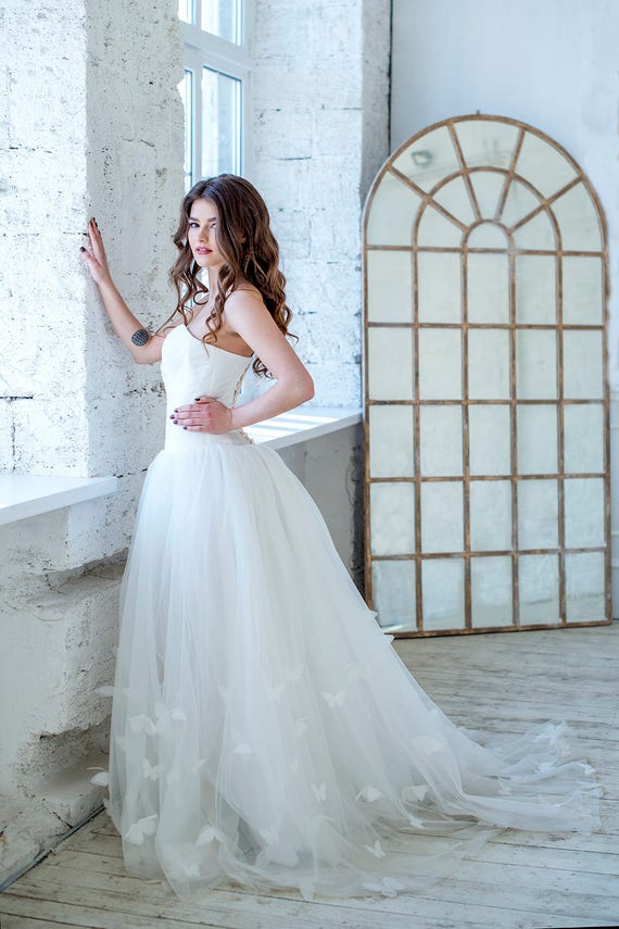 butterfly lace wedding dress