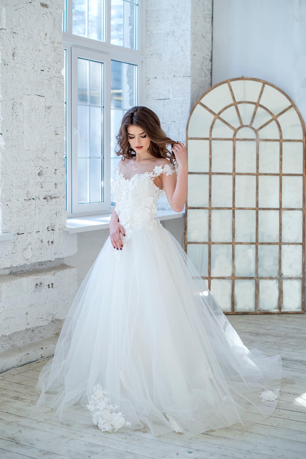 Lace wedding dress 3D flower wedding dress floral wedding Etsy