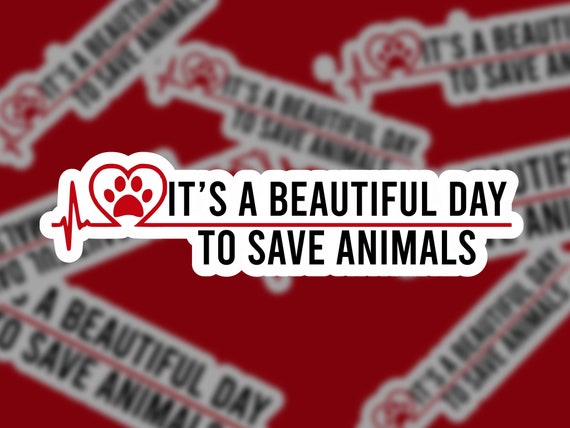 It's A Beautiful Day to Save Animals/ animal services sticker/ vet tech sticker