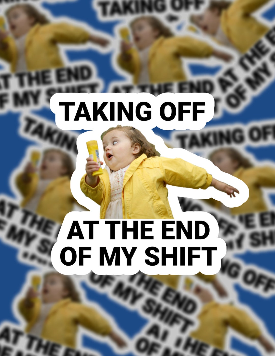 Leaving Work Meme Work Place Humor Running Girl in Rain Coat Etsy