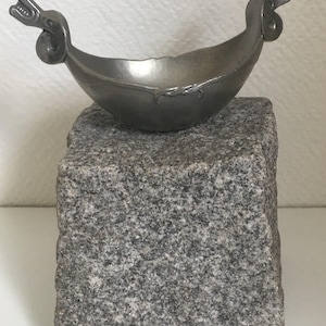 Viking boat / salt cellar in tin/ pewter