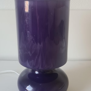 Ikea handmade glass table lamp. Lykta Mushroom in sapphire blue color.Vintage 80s