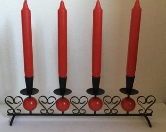 Advent candle holder in wrought iron . Swedish design.Vintage scandinavian Christmas decoration.