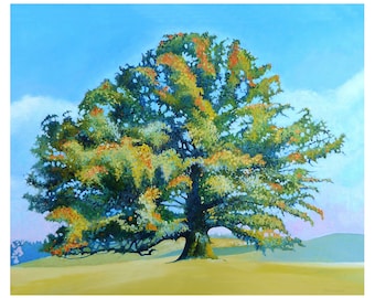 Cropped Oak Tree 16 X 16",  Oil Painting, Housewarming Gift, Trees, Oak, Housewarming, Holiday Gifts, Art, Mountains, Blue Ridge, Virginia