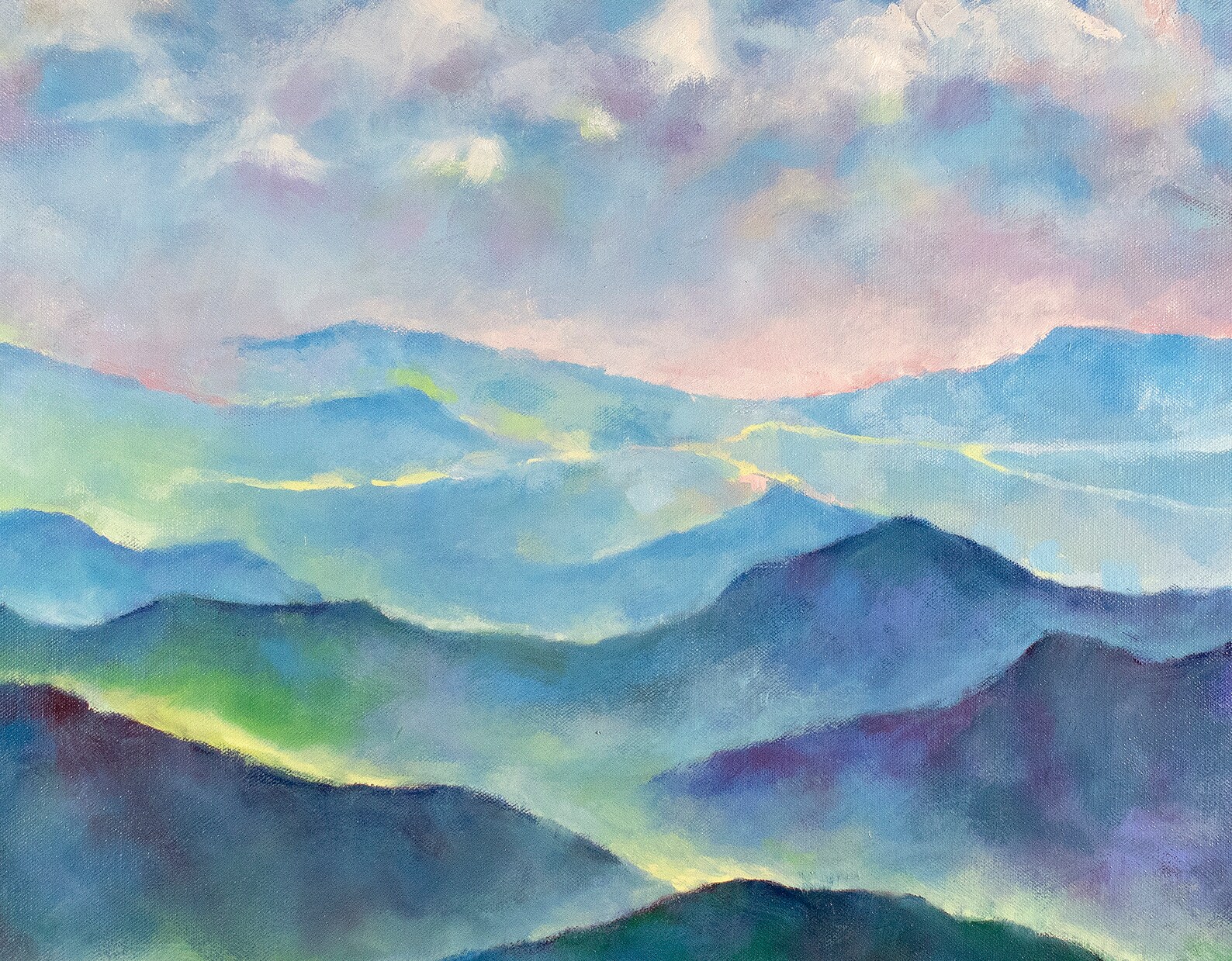 Mountains Clouds Blue Ridge Oil Painting No.2 Housewarming Etsy