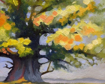 Autumn, Oak Tree, Limited Edition Print, 16" X 16" , Oil Painting, Signed, Numbered, Landscape Painter, Holiday Gift, Housewarming Gift