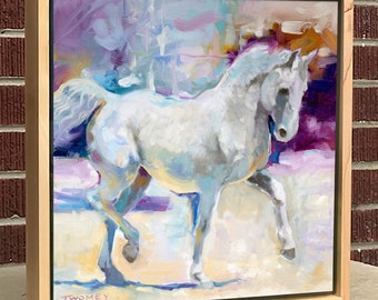 STUDIO SALE! Original, Framed, Painting, Horse Equestrian, Horse Painting, Horseback Riding, Trot, Signed Art, Housewarming