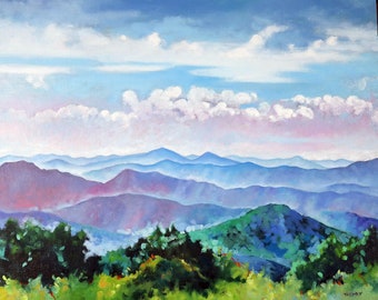 Original Oil Painting! Hope Series, High Cirrus Blue Ridge, 18 X 24", Mountains, Clouds, Signed Oil Painting, Housewarming Gift, Fine Art