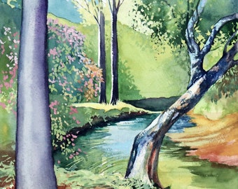 Light Of The Azaleas is a High Quality Giclee, 16 X 20", Limited Edition, Landscape Watercolor Painting In The Early Spring