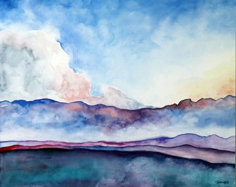24 X 36" Luminous Crescendo Blues, Limited Edition High Quality Giclee of Mountains and Sky. Signed, Numbered and Dated.