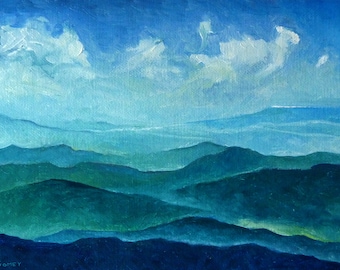 Blue Ridge, Clouds Sheep, 16 X 20", Limited Edition, Mountains, Clouds, Signed/Numbered, Oil Painting, Housewarming Gift, Print