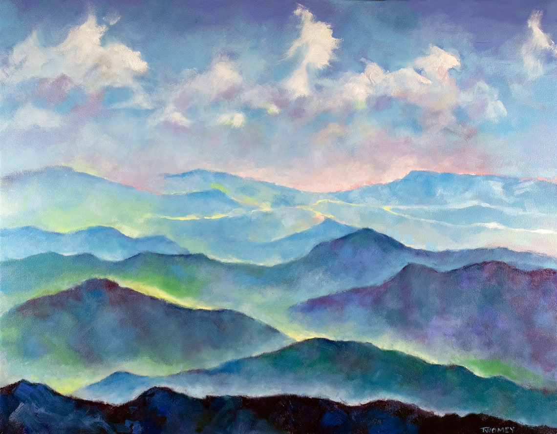 Mountains Clouds Blue Ridge Oil Painting No.2 Housewarming Etsy