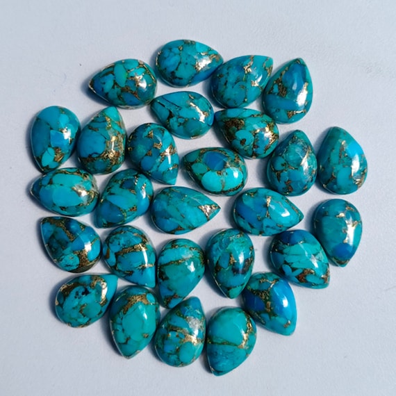 Gemstone Cabochon Turquoise 10mm Checkerboard FOR ONE