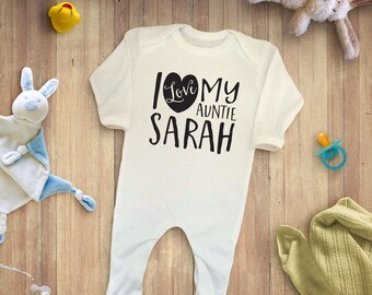 i love my auntie personalised baby grow