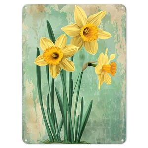 Daffodil Plants Watercolour Garden Metal Tin Sign Poster Wall Art Plaque for Man Cave Garden Shed Bar Bedroom Home Kitchen Gate Decor Gift