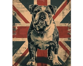 British Bulldog Union Jack UK Metal Tin Sign Poster Wall Art Plaque for Man Cave Garden Shed Bar Bedroom Home Kitchen Gate Decor Gift