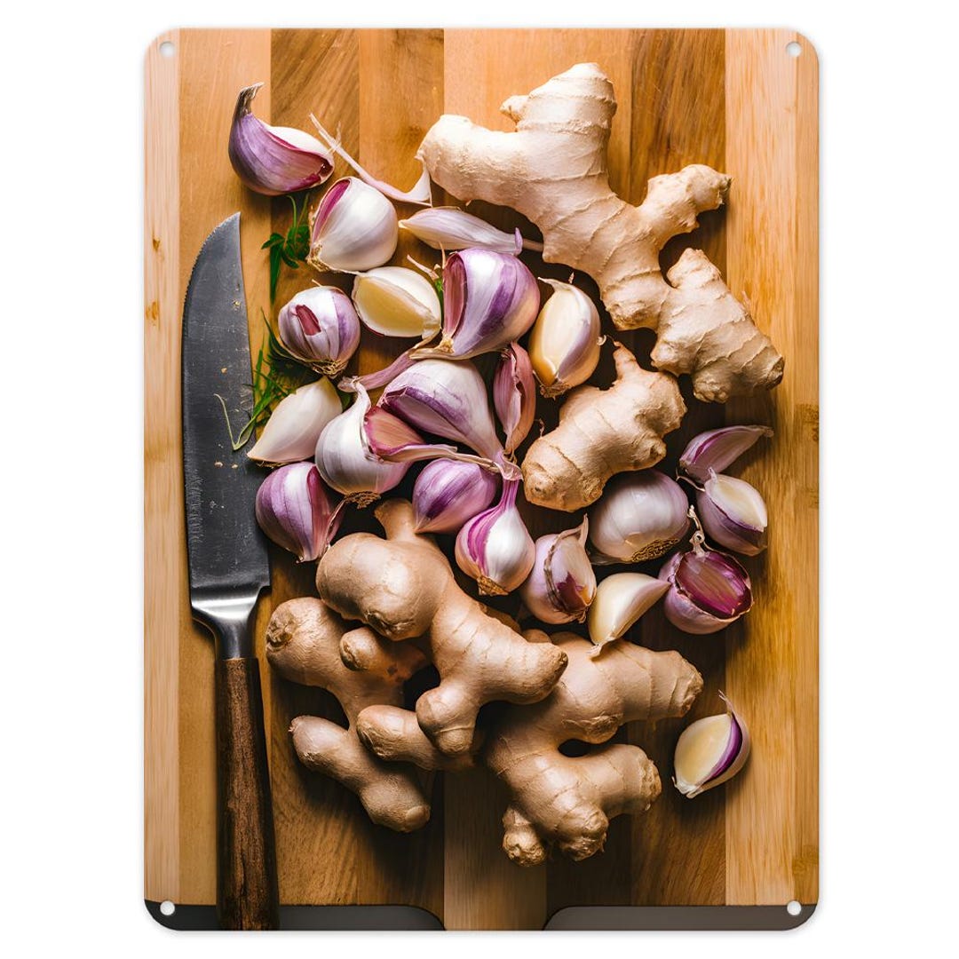 Ginger Garlic on Board Metal Tin Sign Poster Wall Art Plaque for Man ...