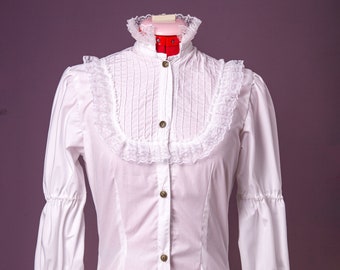 white blouse in Victorian steampunk style with lace details