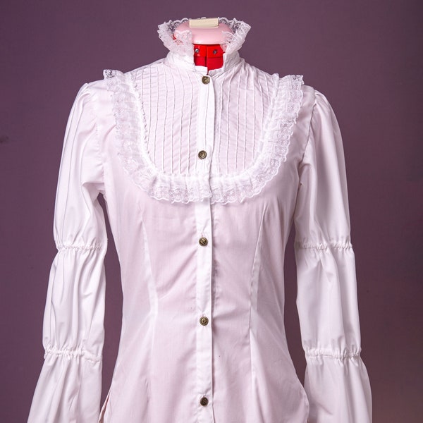 white blouse in Victorian steampunk style with lace details