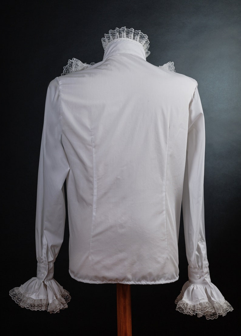 White shirt with jabot and laces, Victorian style, shirt for men, all genders elegant and dandy style image 6