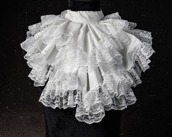 White  jabot in gothic Victorian style to enhance your outfits.