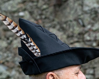 Hat for Robin Hood or the Pied Piper of Hamelin costume, renaissance or medieval style cap