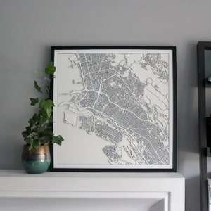 Art de la carte des rues en bois d'Oakland