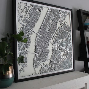Art de la carte des rues en bois de la ville de New York (NYC)