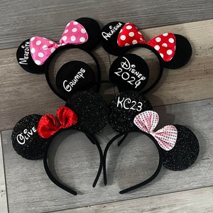 Personalized Mickey or Minnie Ears, Custom Mickey Ears, Personalized Minnie ears, Mickey Ears, Minnie Bow, Custom Minnie headband