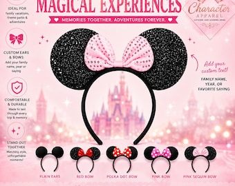 Orejas personalizadas de Mickey o Minnie, orejas de Mickey a medida, orejas de Halloween, orejas de Mickey, lazo de Minnie, diadema de Minnie a medida