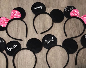 Personalized Mickey or Minnie Ears, Custom Mickey Ears, Halloween ears, Mickey Ears, Minnie Bow, Custom Minnie headband