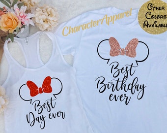 Best day ever tank, Best Birthday Ever, Disney shirts,  Best day ever shirt, Disney Birthday Shirt, Minnie Glitter Shirt, Minnie Birthday