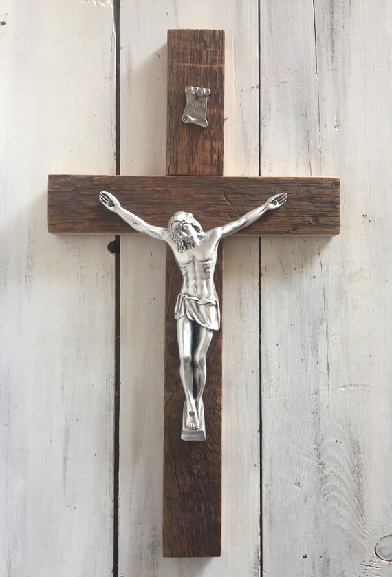 Rustic Reclaimed Wood Crucifix 18 in 20 in Catholic Wall Etsy