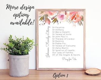 Custom Family Name Saint Litany- Catholic Printable- Catholic Family Decor- Catholic Farmhouse- Catholic Gift- Saint Quote Art