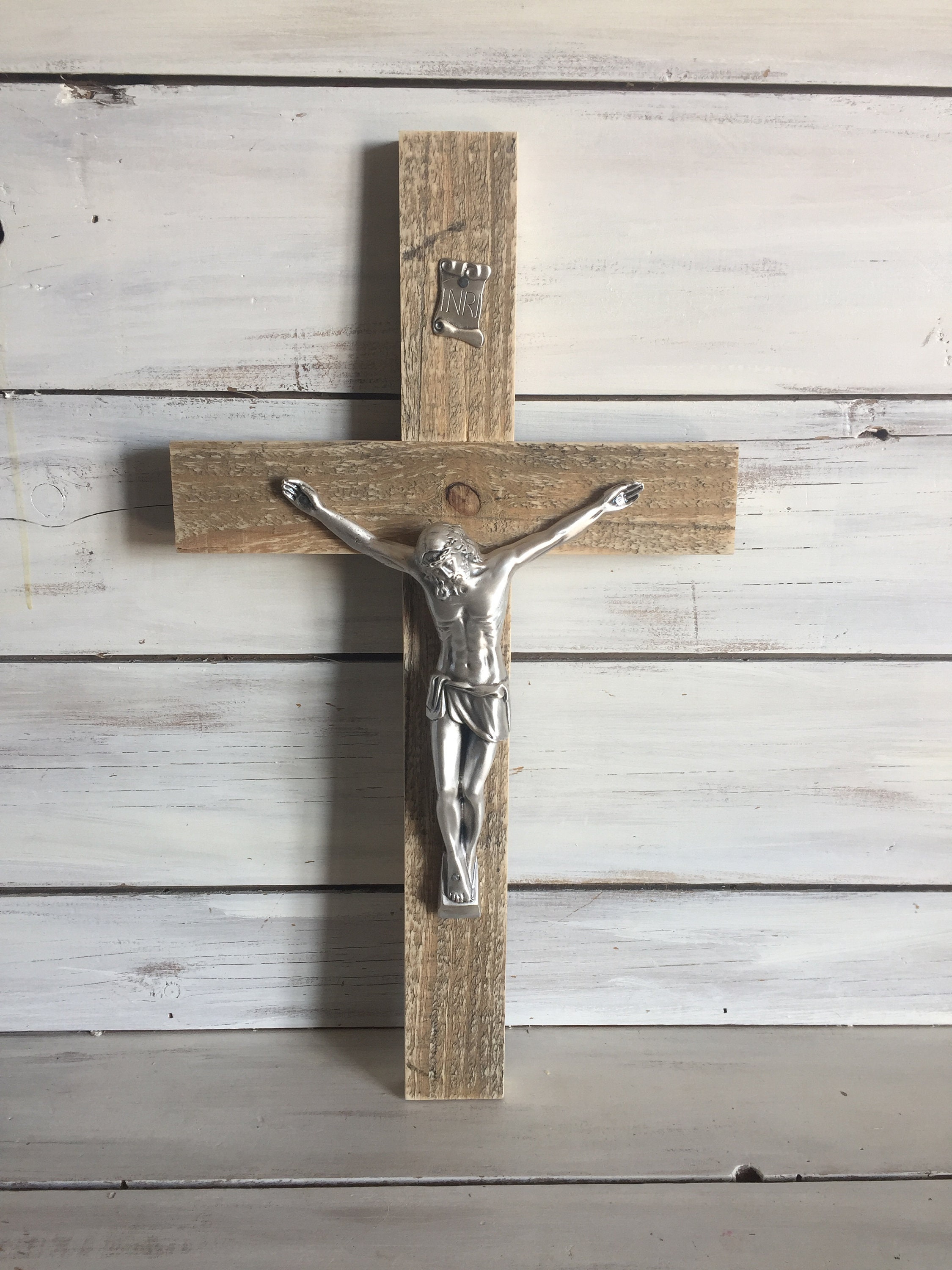 Rustic Reclaimed Wood Crucifix 18 in Catholic Wall Crucifix Etsy