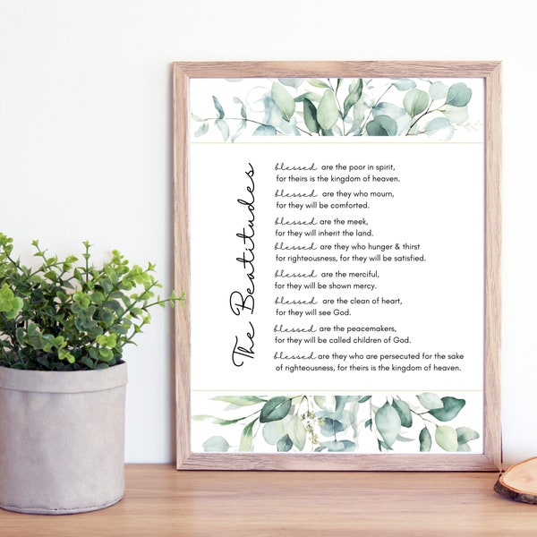 The Beatitudes Print- Blessed are the poor in spirit Printable- Christian Catholic Printable- Catholic Mom- Catholic Farmhouse