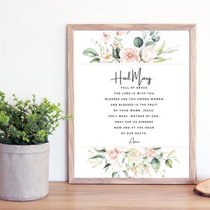 Hail Mary, Full of Grace Prayer Printable Prayer to Our Lady Mary Mother of God Catholic Printable- Catholic Rosary Prayer- Instant Download